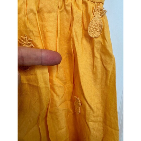 J Crew Mini Dress Size 0 Embroidered Pineapple Fit and Flare Yellow Cotton Lined - Picture 7 of 7